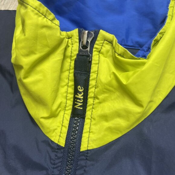 VINTAGE Nike Windbreaker Jacket Youth L 14-16 Blue Green Full Zip Red Swoosh - Picture 4 of 12